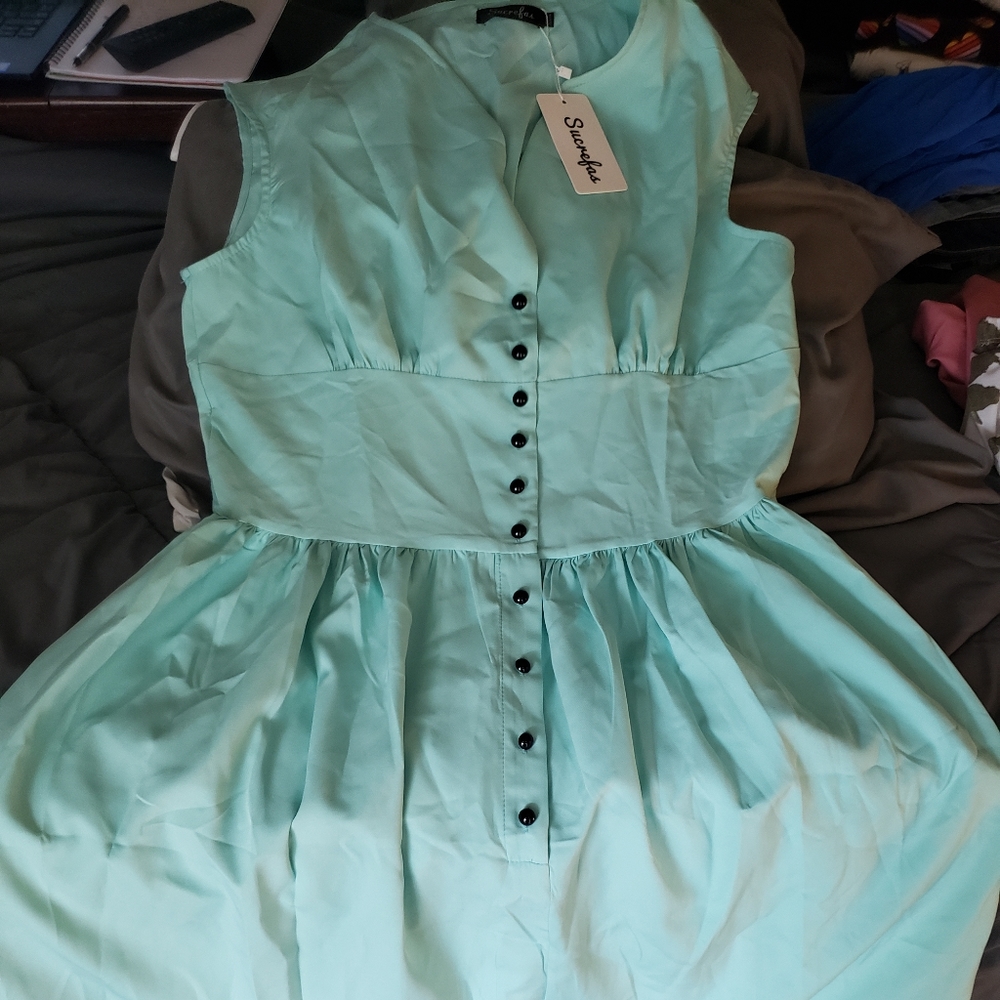 Teal retro style dress